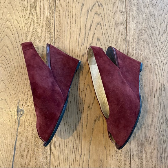 Celine by Phoebe Philo Burgundy Suede Slingback Wedges - Picture 8 of 8